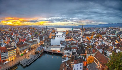 Zurich, Switzerland old town skyline over the Limmat River © SeanPavonePhoto