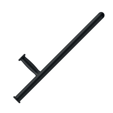 Black straight police baton vector icon for law enforcement and security use