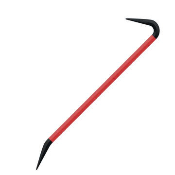 Vector illustration of a crowbar with a red handle and black ends, used for dismantling or prying up various structures, boards or nails
