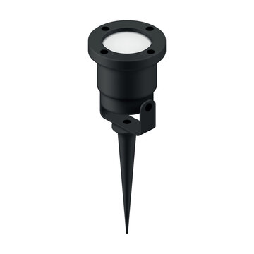 Illustration of a street ground light with a pointed base for installation in the ground, for use in gardens or on walkways for illumination.