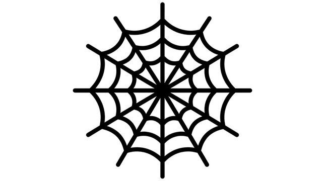 Black spider web icon isolated on white background for Halloween graphic design