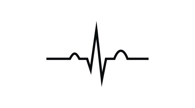 Black heartbeat EKG line icon on white background for medical health monitoring design