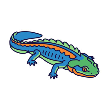 Colorful Cartoon Hellbender Salamander Isolated