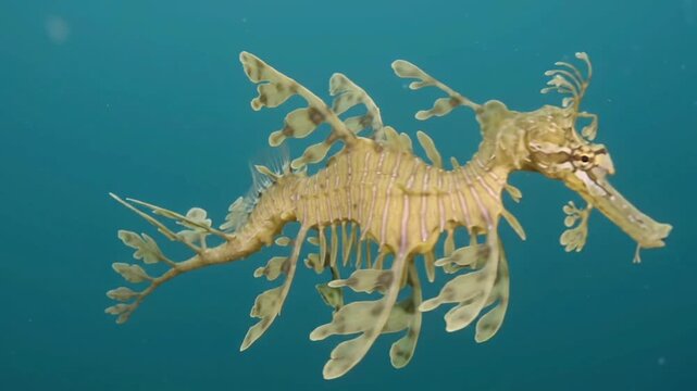 Leafy Seadragon Swimming Gracefully Underwater