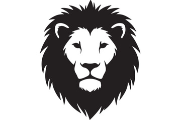 Fototapeta premium Lion head vector logo illustration black and white animal graphic design