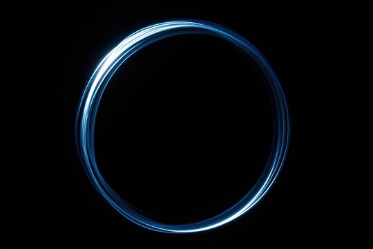 The Blue Ring of Light: An Abstract Neon Circle in Motion
