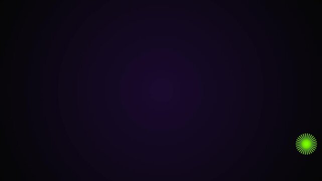 Dark purple background with a bright circular green neon light spot glowing orb. Suitable for abstract backgrounds or futuristic design concepts.