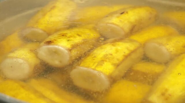 Healthy Boiled Bananas in Pot