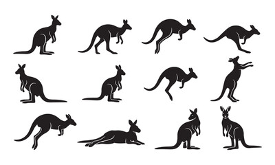 Fototapeta premium Set of cute cartoon shark characters in different poses black and white vector illustration