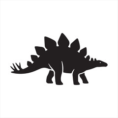 Black silhouette of a stegosaurus dinosaur walking © visualsroman