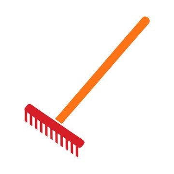 Red and orange rake isolated on transparent background