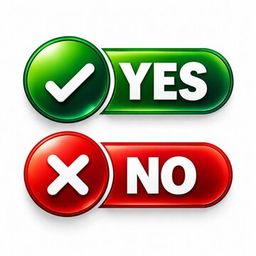 Yes and no button icons with check and cross symbols