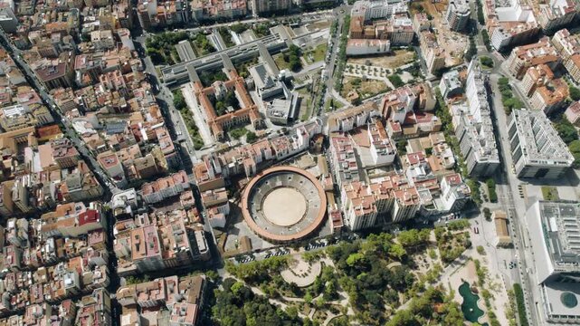 Aerial view of Plaza de Toros bullring in Valencia