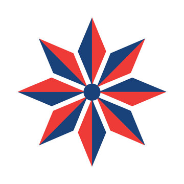 Red and blue starburst graphic