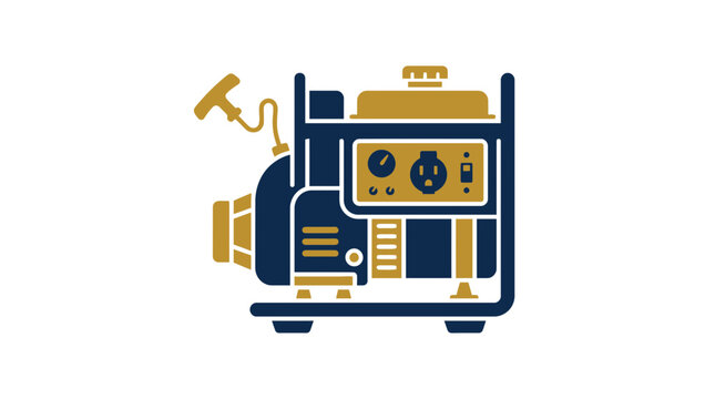 Portable Generator Isolated on White Background, Power Source Icon