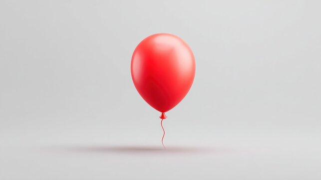 Single red balloon floating in empty space