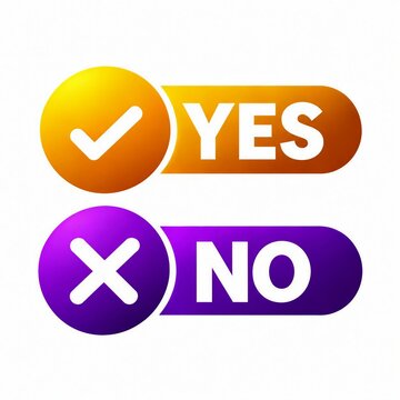 Affirmative and negative toggle buttons with checkmark and cross icons