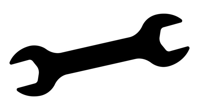 Black wrench silhouette on a white background a tool for mechanical repairs