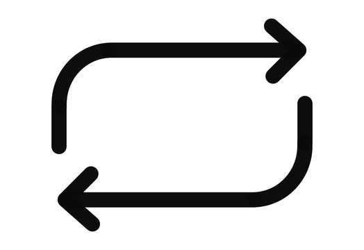 Black outline repeat loop arrows icon transparent background