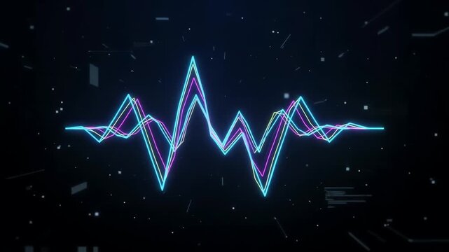 Neon audio sound wave shattering animation