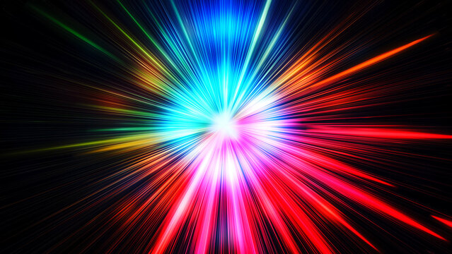 Dynamic, vibrant light streaks with motion blur effects in 3D render style
