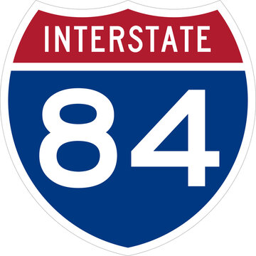 Interstate 84 I84 Road Sign Shield Icon Isolated on Transparent Background