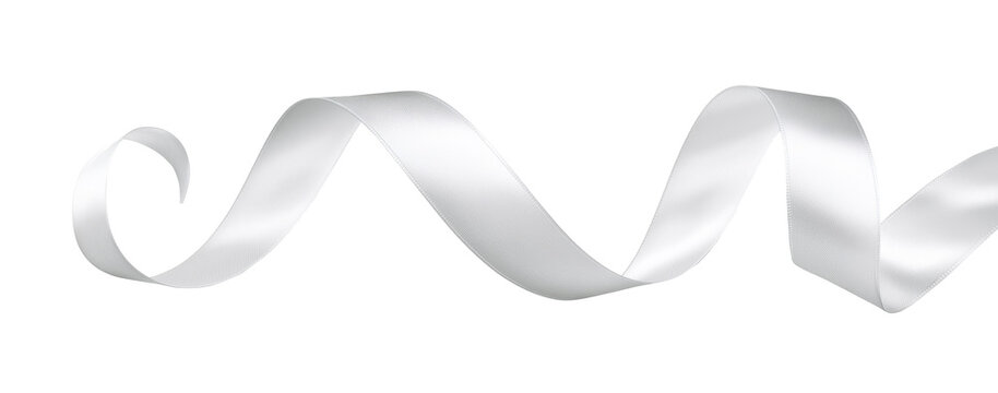 Swirl white ribbon. Holiday celebration event element. Generative AI technology.