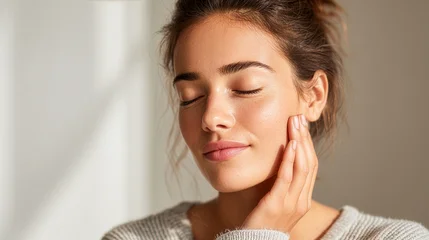 Healthy Glowing Woman with Natural Beauty and Gentle Skincare Routine © sema_srinouljan
