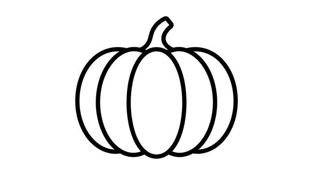 Simple pumpkin line art icon for autumn harvest and Thanksgiving holiday design projects.