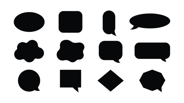 Collection of various speech bubble and thought bubble shapes in transparent background