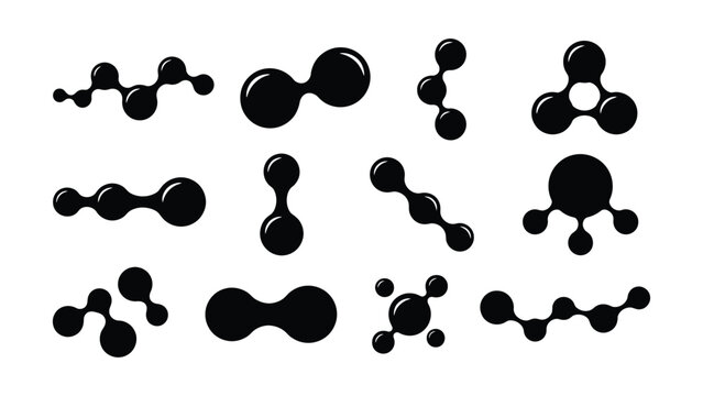 Various abstract black and white molecular style bubble icon designs