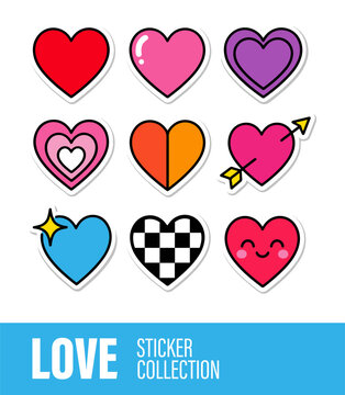 Cute Heart Stickers Collection Love Symbols Various Designs