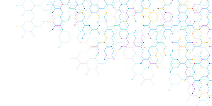 Graphic design element with abstract geometric background of simple hexagon pattern
