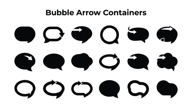 Various bubble arrow containers with different shapes and directions for design projects