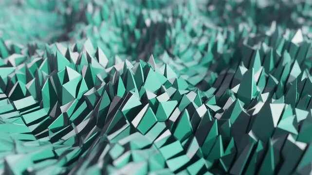 Abstract Geometric Teal Landscape Low Poly 3D Render