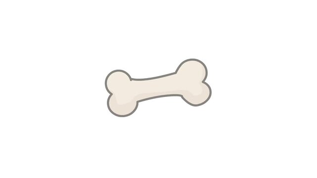 Animated video of a dog bone in cartoon style on a white background, art, 2D.