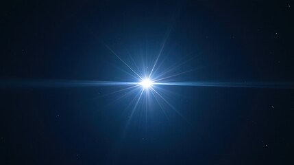 Fototapeta premium The star in a dark blue night sky with bright lens flare