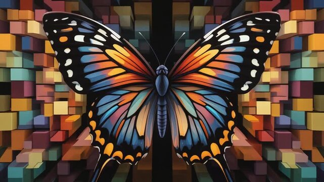 Vibrant Geometric Butterfly - Colorful Insect Art