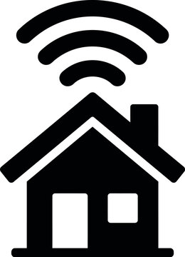 Smart home vector icon with WiFi signal. Minimalist black internet connection symbol