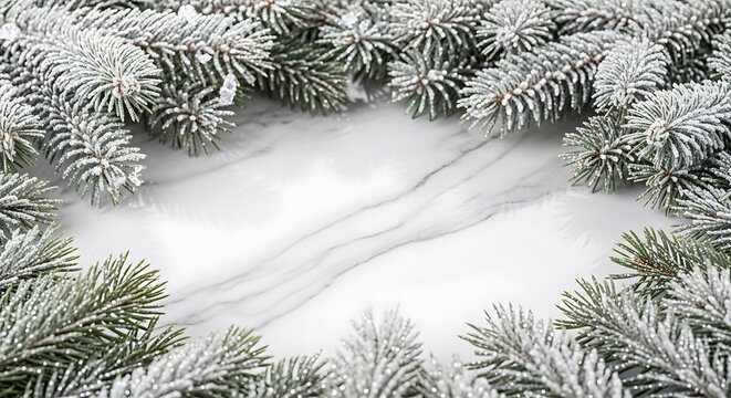 Snowy forest path with trees and footprints