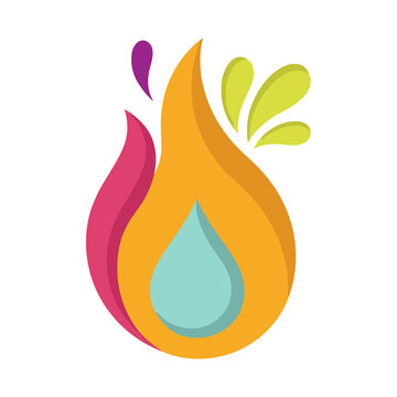 Colorful abstract flame and water drop logo