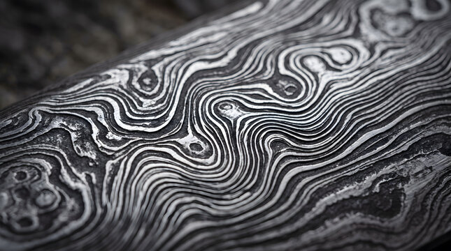 Macro Cross Section of Damascus Steel Wave Pattern Texture Generative AI
