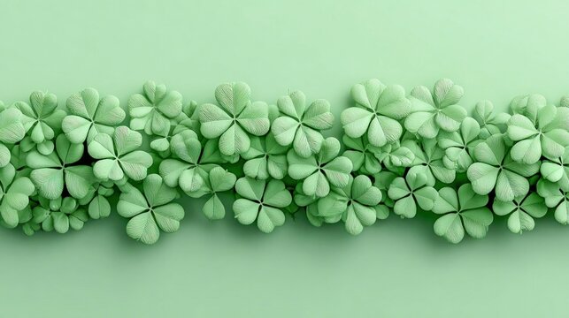 Green clover border on pastel mint backdrop