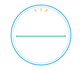 Minimalist circular frame with a horizontal line and small tick marks isolated on transparent background © NURJAHAN