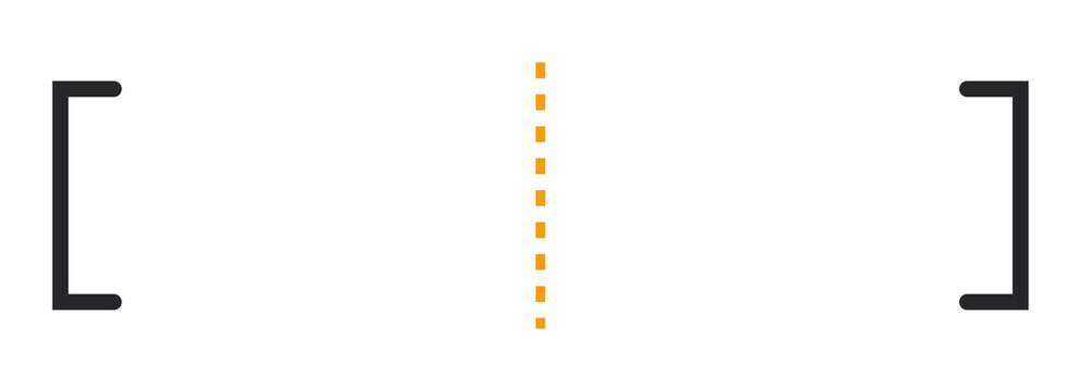 Minimalist bracket design with central dotted line divider, modern graphic element isolated on transparent background