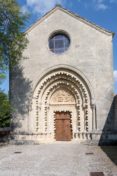 Notre-Dame-de-Ganagobie abbey church main facade, France
