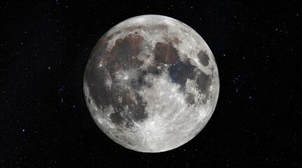 Obraz premium Full moon with craters in starry night sky