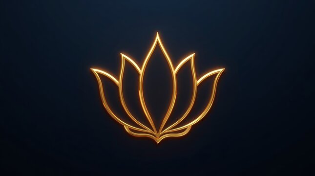 Elegant glowing golden lotus flower symbol against dark background for spiritual designs