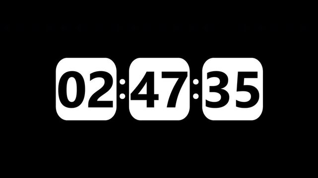 3 Minute Countdown Timer 4K on Alpha channel with transparent background 
