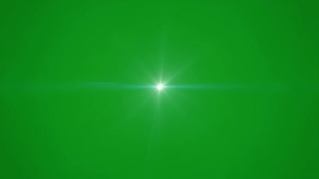 Premium Isolated Photographic Star Point Lens Flare Visual Effects Element on Green Screen for Professional Compositing
